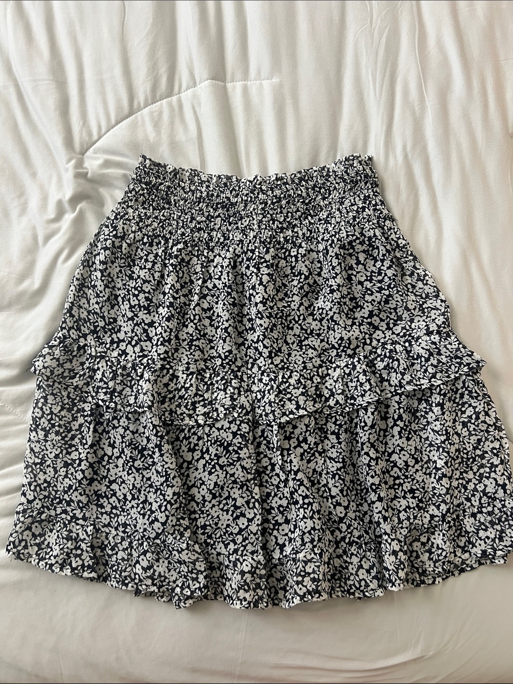 Sienna Sky Navy Blue & White Floral Tiered Skater Skirt